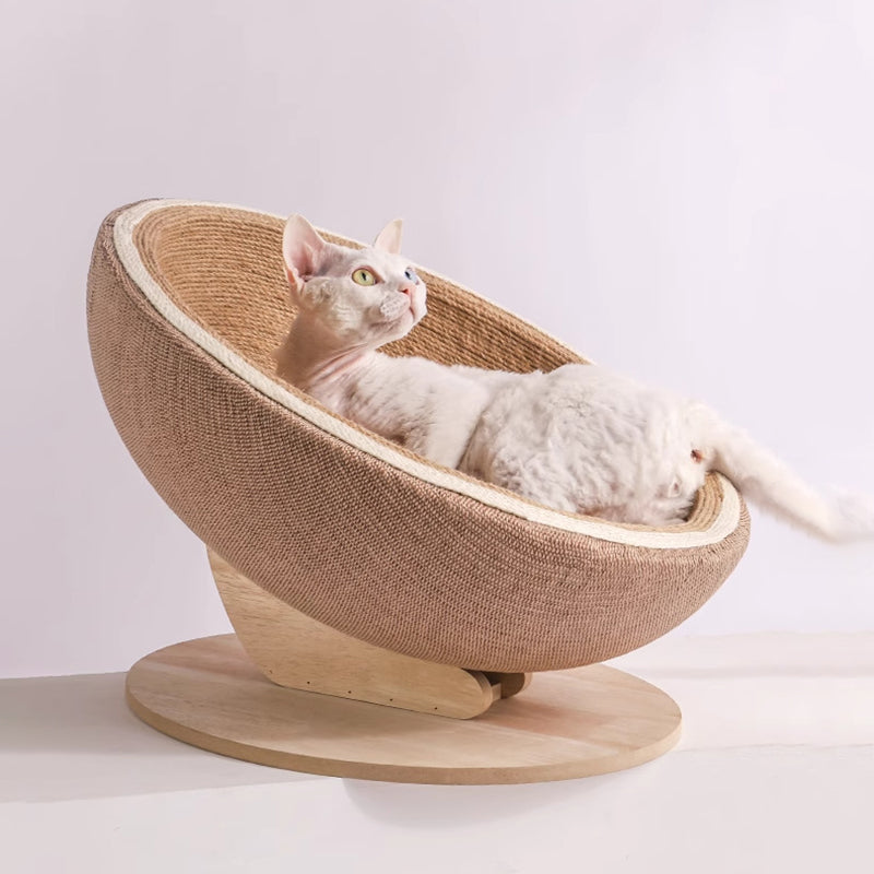 Scandinavian Round Medium-Density Fiberboard Cat Bed for Bedroom-Orizon Depot