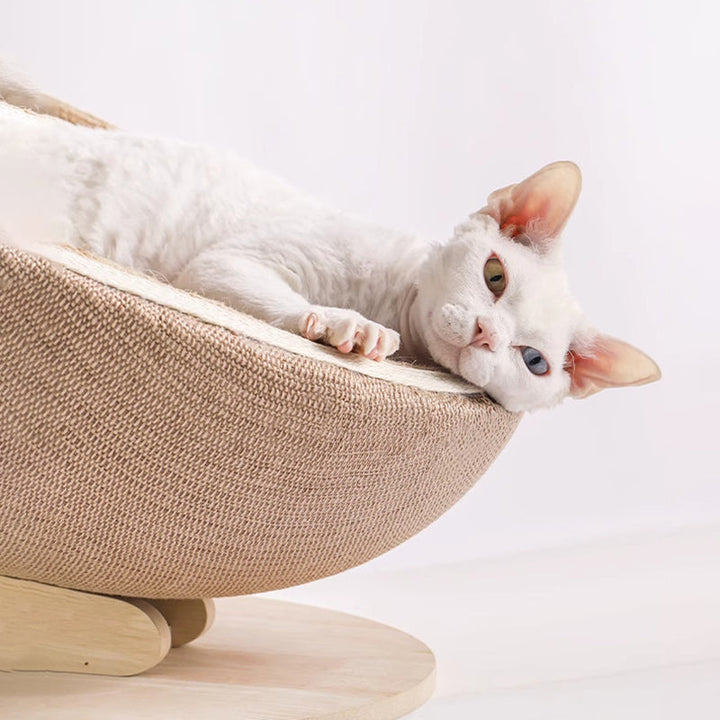 Scandinavian Round Medium-Density Fiberboard Cat Bed for Bedroom-Orizon Depot
