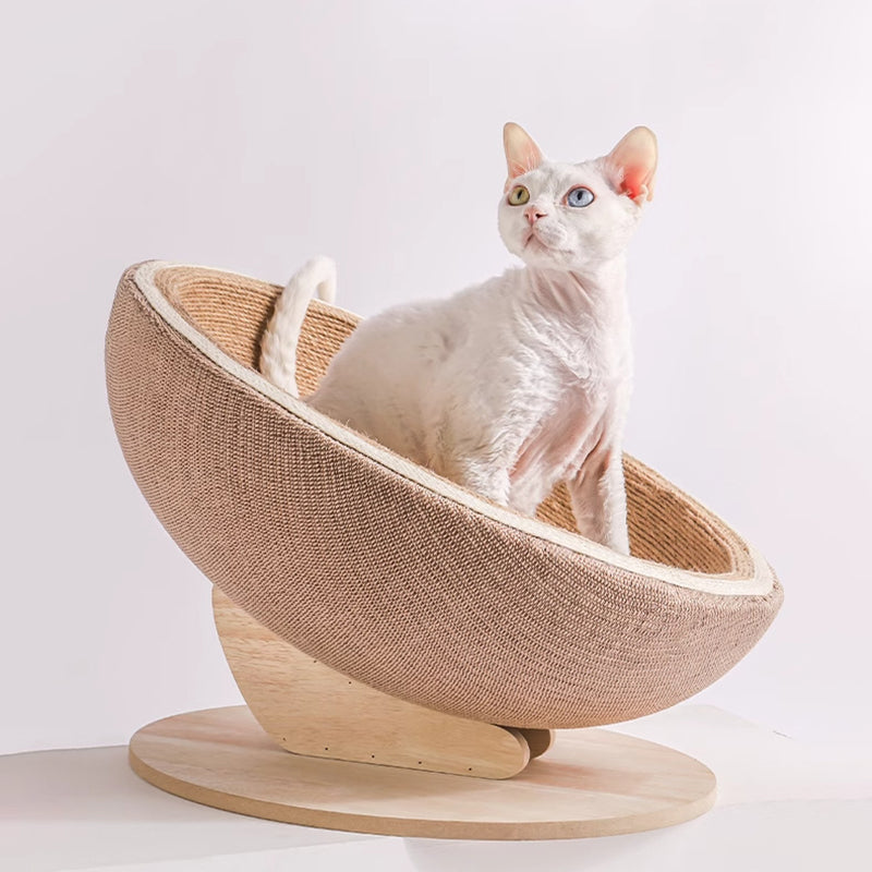 Scandinavian Round Medium-Density Fiberboard Cat Bed for Bedroom-Orizon Depot