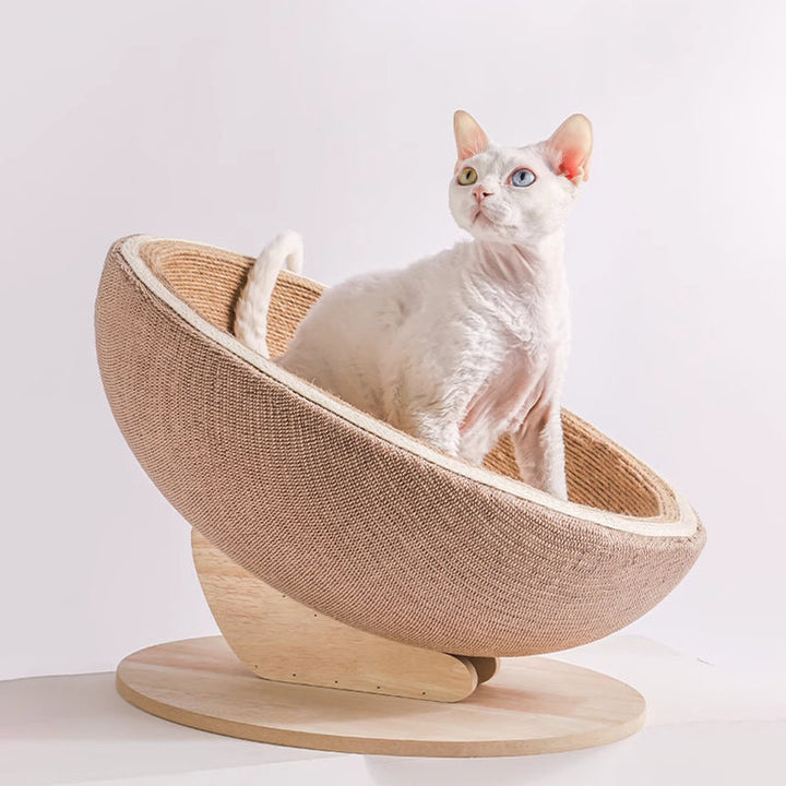 Scandinavian Round Medium-Density Fiberboard Cat Bed for Bedroom-Orizon Depot
