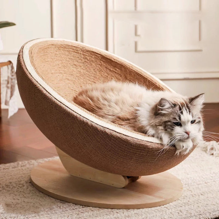 Scandinavian Round Medium-Density Fiberboard Cat Bed for Bedroom-Orizon Depot