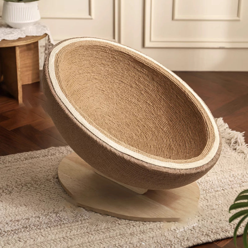 Scandinavian Round Medium-Density Fiberboard Cat Bed for Bedroom-Orizon Depot