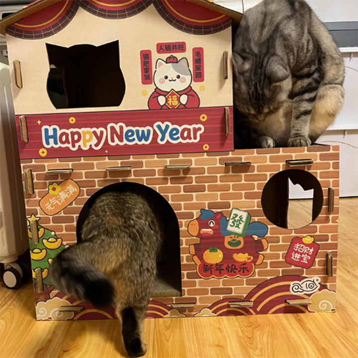 Modern Rectangular Cat Scratcher and Bed 2-Tier for Living Room-Orizon Depot