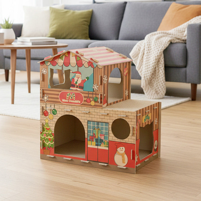 Modern Rectangular Cat Scratcher and Bed 2-Tier for Living Room-Orizon Depot