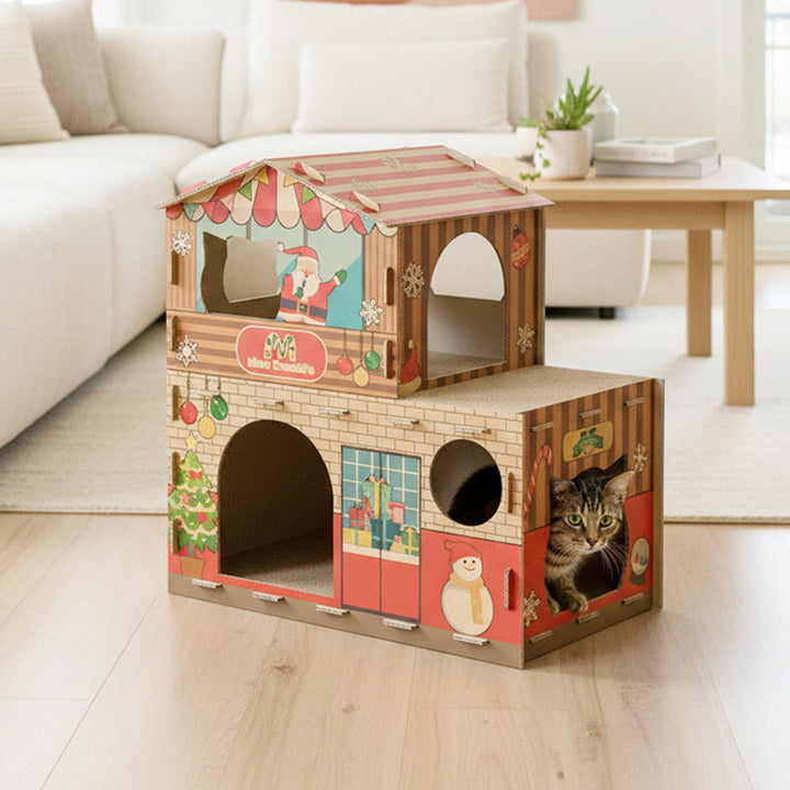 Modern Rectangular Cat Scratcher and Bed 2-Tier for Living Room-Orizon Depot
