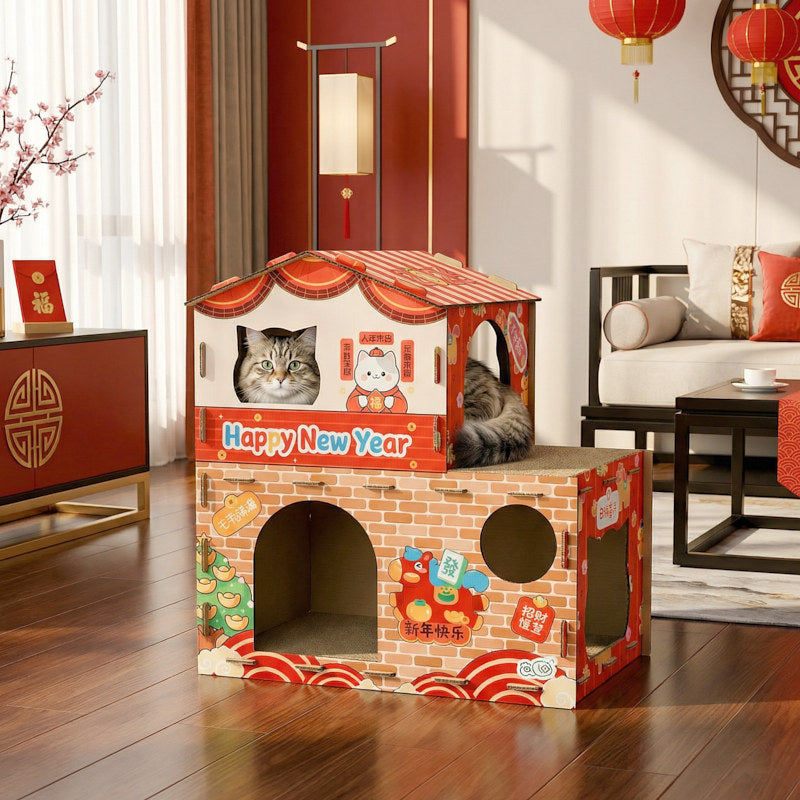 Modern Rectangular Cat Scratcher and Bed 2-Tier for Living Room-Orizon Depot