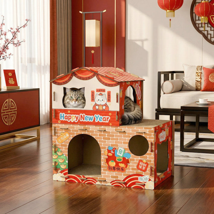Modern Rectangular Cat Scratcher and Bed 2-Tier for Living Room-Orizon Depot