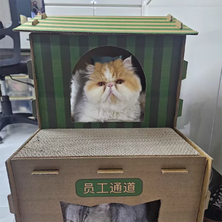 Modern Rectangular Cat Scratcher and Bed 2-Tier for Living Room-Orizon Depot