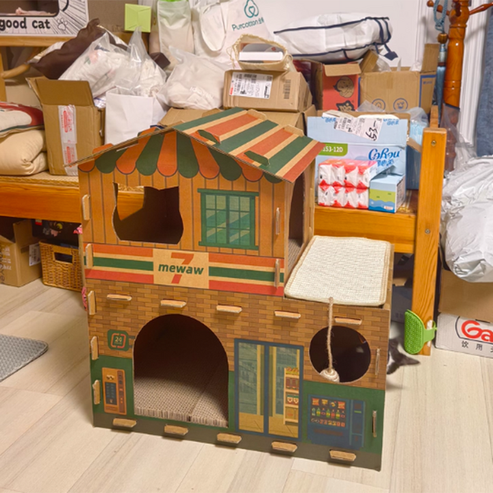 Modern Rectangular Cat Scratcher and Bed 2-Tier for Living Room-Orizon Depot