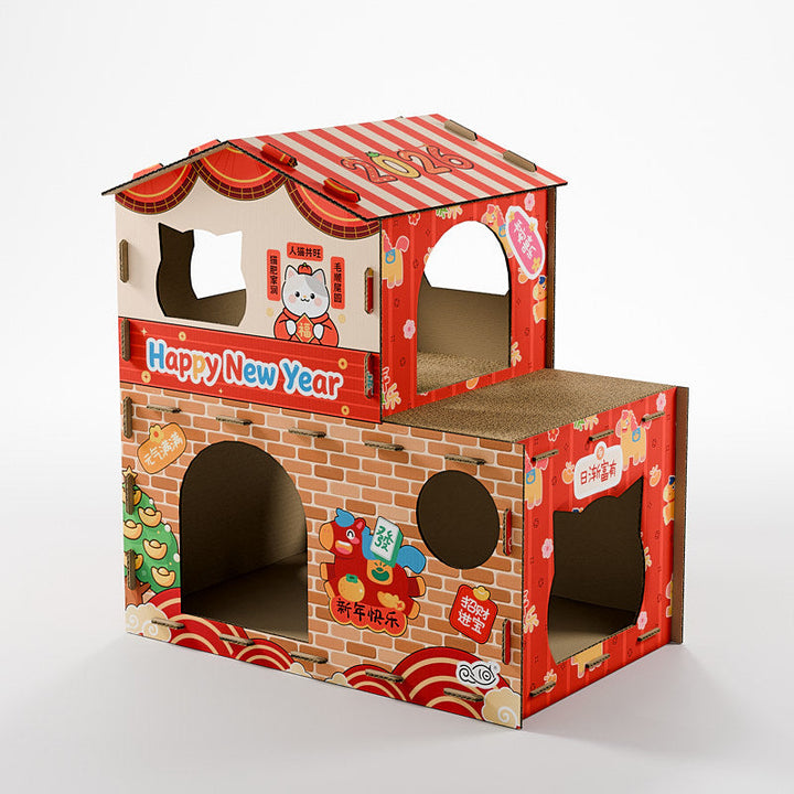 Modern Rectangular Cat Scratcher and Bed 2-Tier for Living Room-Orizon Depot