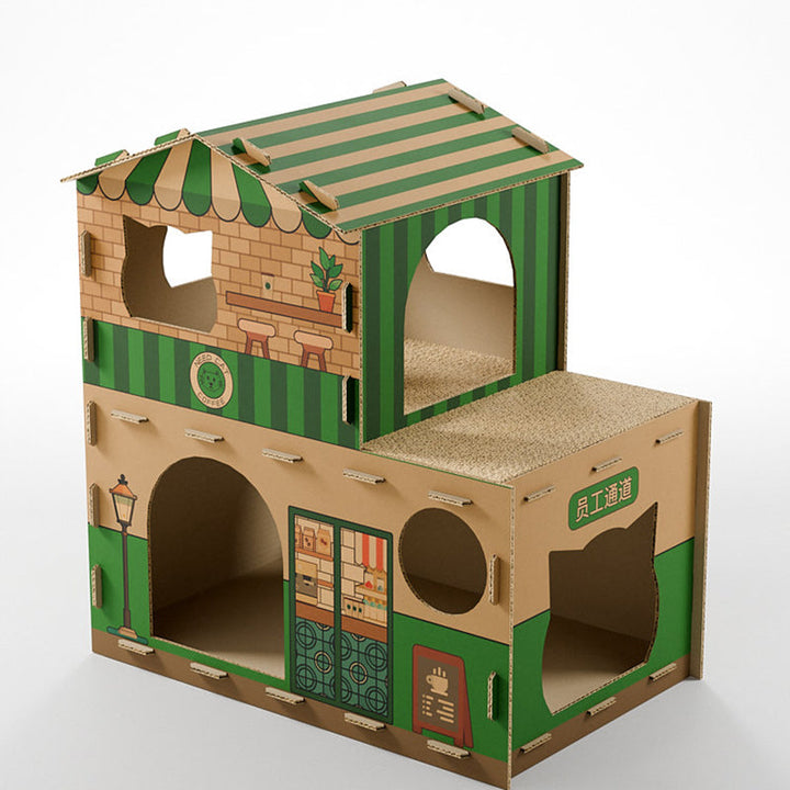 Modern Rectangular Cat Scratcher and Bed 2-Tier for Living Room-Orizon Depot