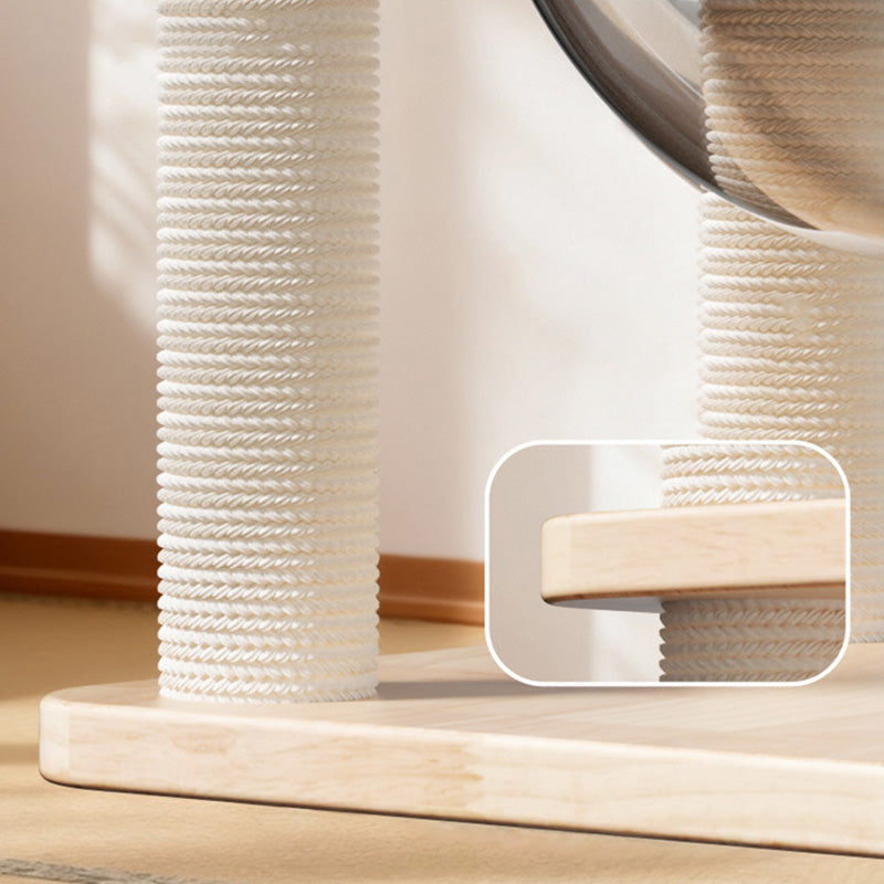 Scandinavian 4-Tier Square Pine Cat Tree with Hemp Rope for Living Room-Orizon Depot