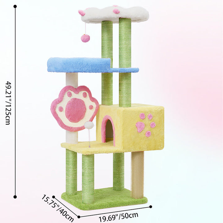 Modern Multi-Functional Cat Tree with Velvet Fabric and Sisal-Orizon Depot