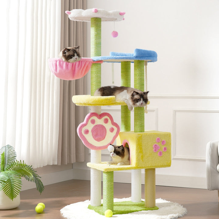 Modern Multi-Functional Cat Tree with Velvet Fabric and Sisal-Orizon Depot