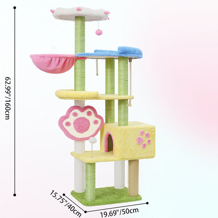 Modern Multi-Functional Cat Tree with Velvet Fabric and Sisal-Orizon Depot