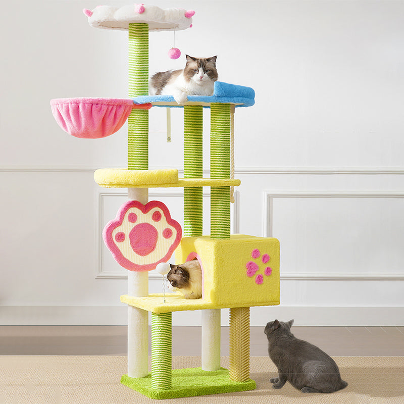 Modern Multi-Functional Cat Tree with Velvet Fabric and Sisal-Orizon Depot
