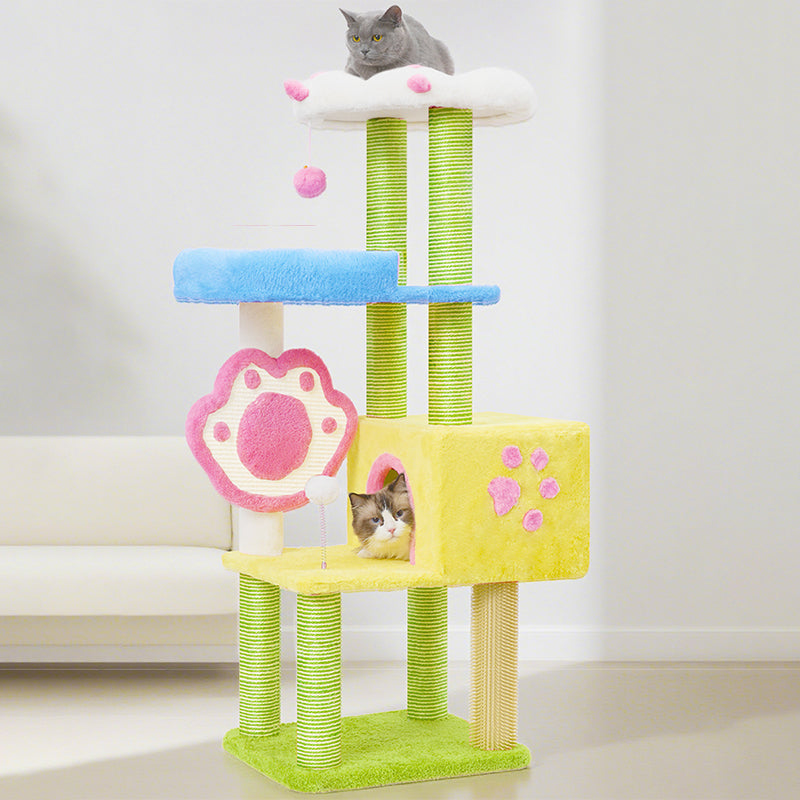 Modern Multi-Functional Cat Tree with Velvet Fabric and Sisal-Orizon Depot