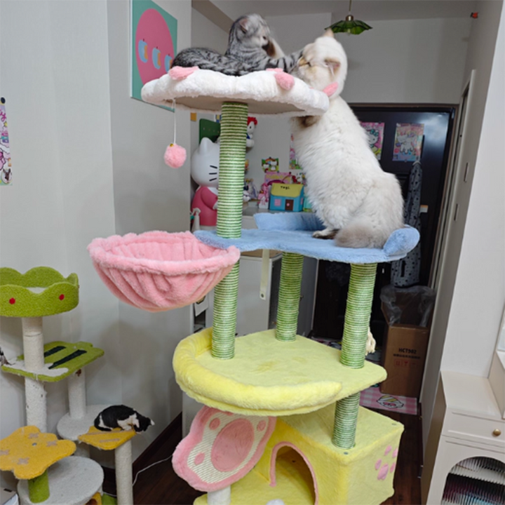 Modern Multi-Functional Cat Tree with Velvet Fabric and Sisal-Orizon Depot