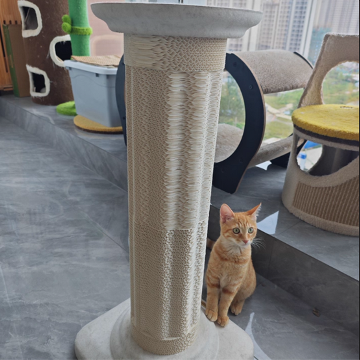 Modern Scandinavian Round Cat Scratcher Tree with Hemp Rope and Felt-Orizon Depot