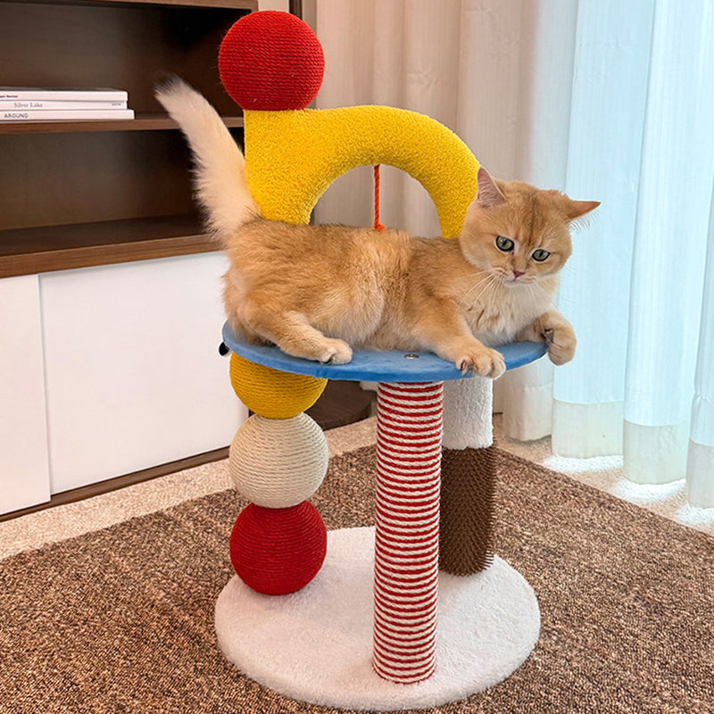 Modern 2-Tier Cat Tree with Velvet Fabric and Hemp Rope for Living Room-Orizon Depot