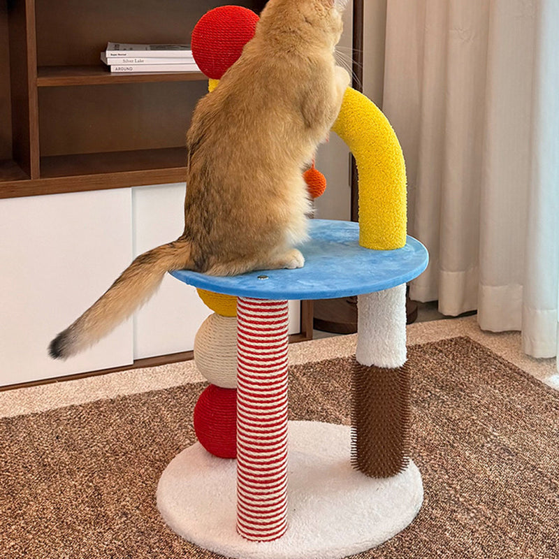 Modern 2-Tier Cat Tree with Velvet Fabric and Hemp Rope for Living Room-Orizon Depot