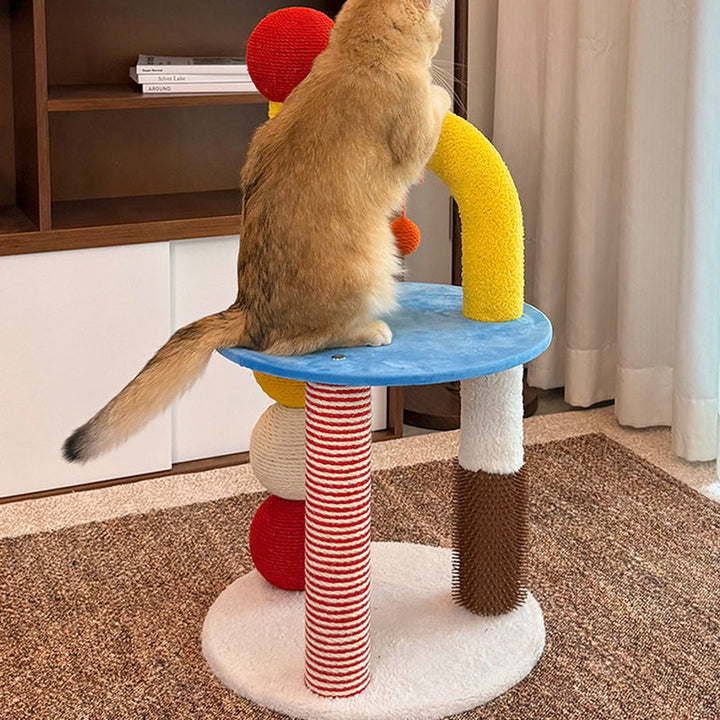 Modern 2-Tier Cat Tree with Velvet Fabric and Hemp Rope for Living Room-Orizon Depot