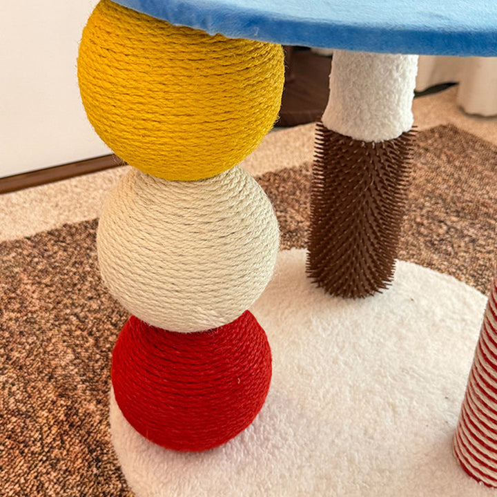 Modern 2-Tier Cat Tree with Velvet Fabric and Hemp Rope for Living Room-Orizon Depot