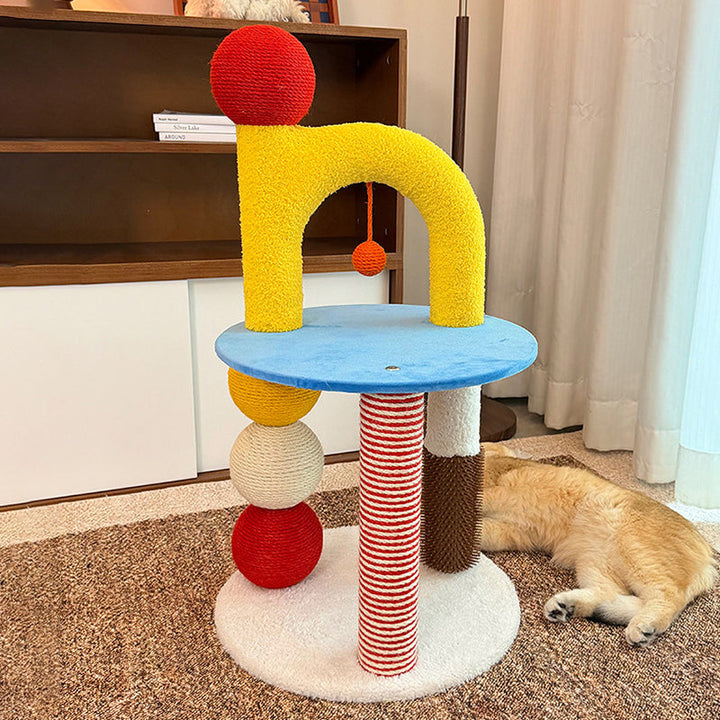Modern 2-Tier Cat Tree with Velvet Fabric and Hemp Rope for Living Room-Orizon Depot