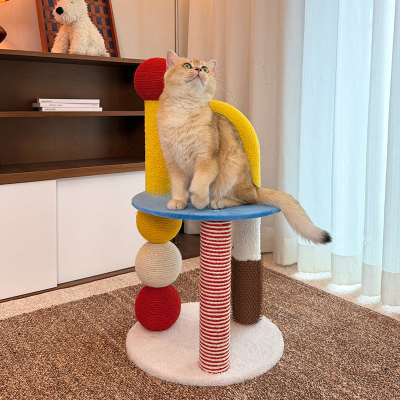 Modern 2-Tier Cat Tree with Velvet Fabric and Hemp Rope for Living Room-Orizon Depot
