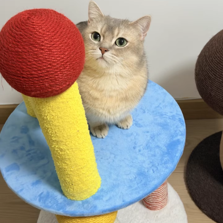 Modern 2-Tier Cat Tree with Velvet Fabric and Hemp Rope for Living Room-Orizon Depot