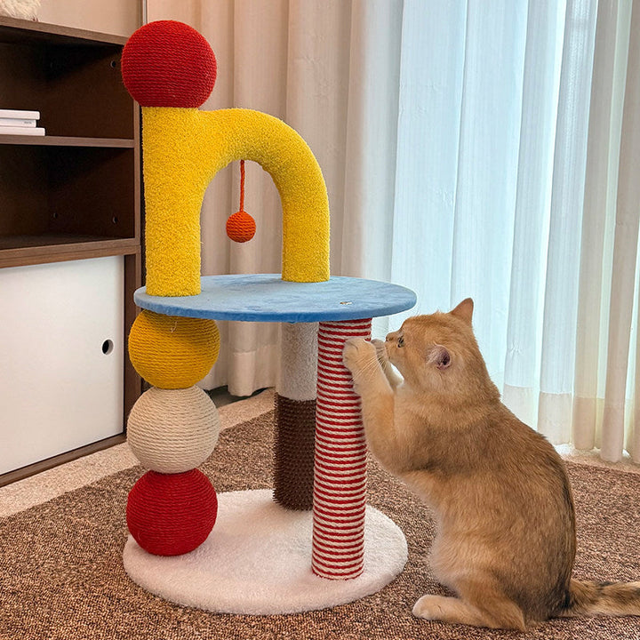 Modern 2-Tier Cat Tree with Velvet Fabric and Hemp Rope for Living Room-Orizon Depot