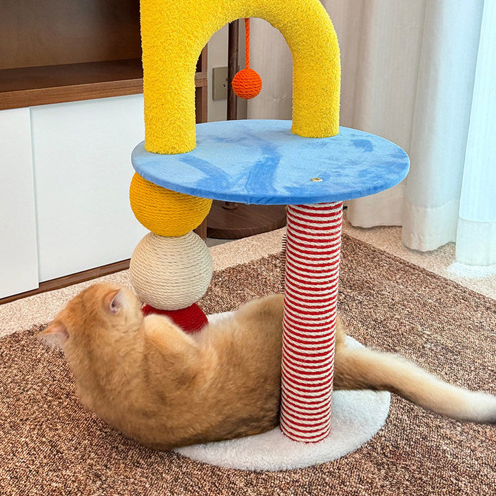 Modern 2-Tier Cat Tree with Velvet Fabric and Hemp Rope for Living Room-Orizon Depot