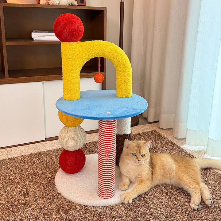 Modern 2-Tier Cat Tree with Velvet Fabric and Hemp Rope for Living Room-Orizon Depot