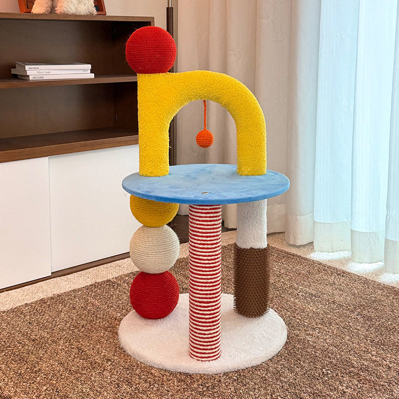 Modern 2-Tier Cat Tree with Velvet Fabric and Hemp Rope for Living Room-Orizon Depot