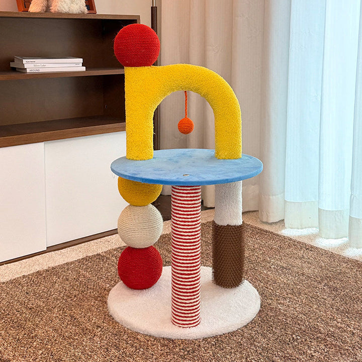 Modern 2-Tier Cat Tree with Velvet Fabric and Hemp Rope for Living Room-Orizon Depot