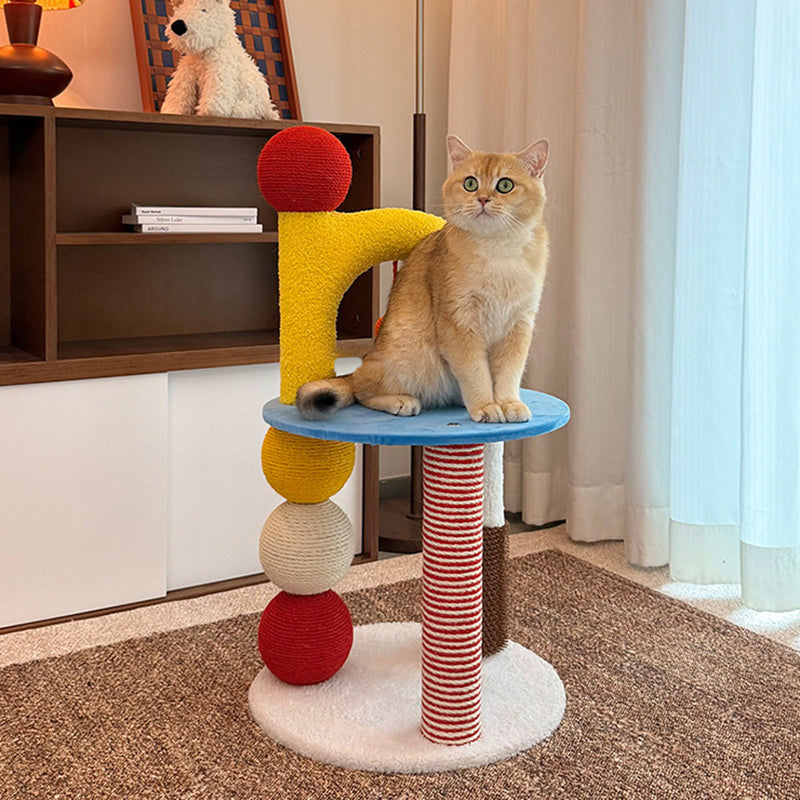 Modern 2-Tier Cat Tree with Velvet Fabric and Hemp Rope for Living Room-Orizon Depot