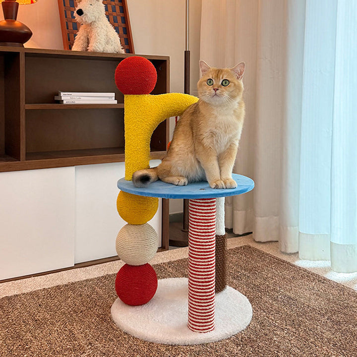 Modern 2-Tier Cat Tree with Velvet Fabric and Hemp Rope for Living Room-Orizon Depot