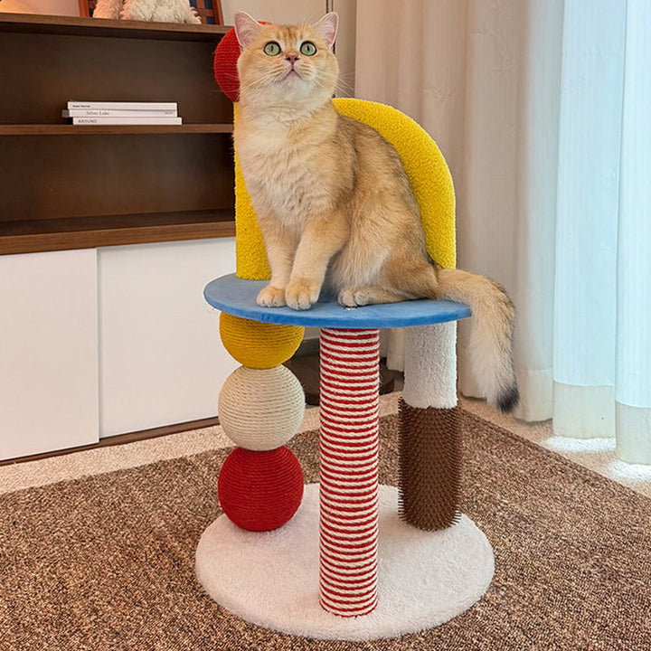 Modern 2-Tier Cat Tree with Velvet Fabric and Hemp Rope for Living Room-Orizon Depot