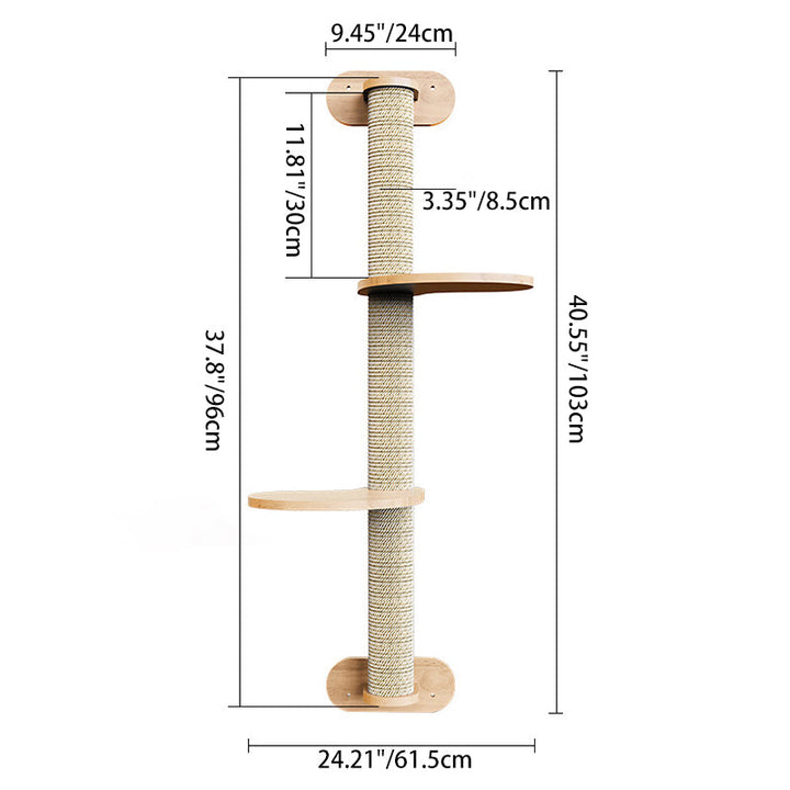Scandinavian Round Solid Wood Cat Tree with 3 Tiers for Living Room-Orizon Depot