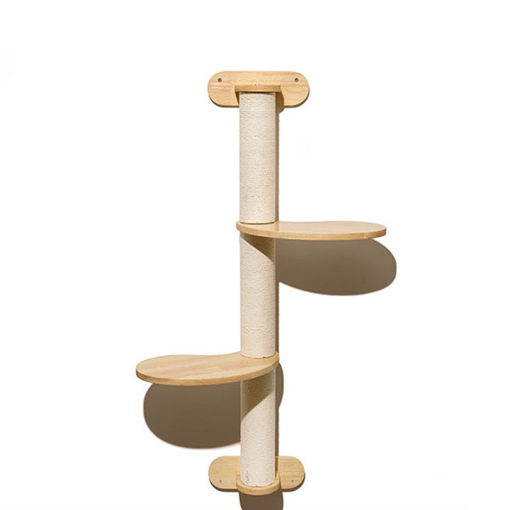 Scandinavian Round Solid Wood Cat Tree with 3 Tiers for Living Room-Orizon Depot