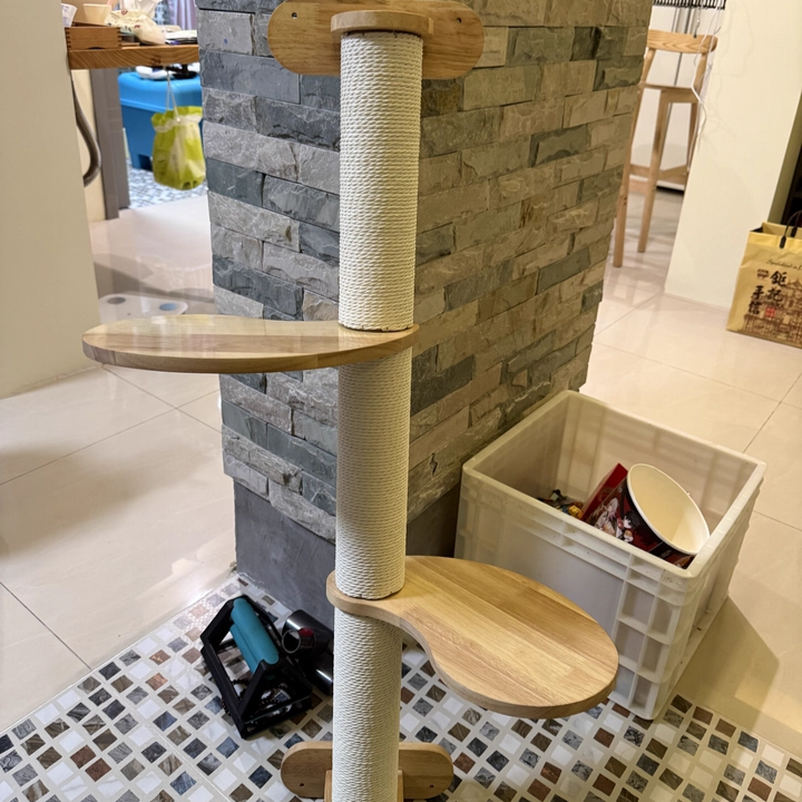 Scandinavian Round Solid Wood Cat Tree with 3 Tiers for Living Room-Orizon Depot