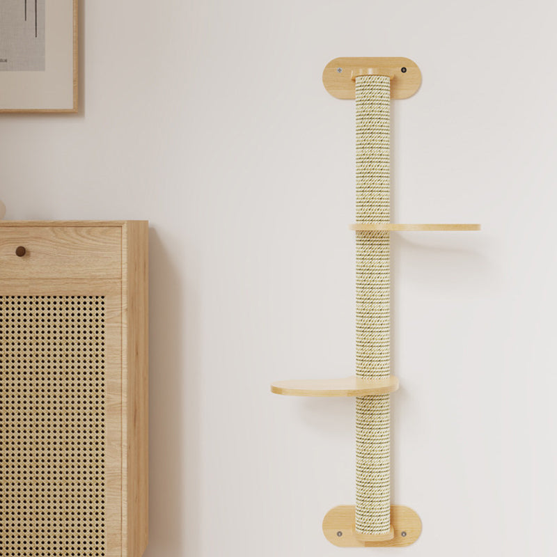 Scandinavian Round Solid Wood Cat Tree with 3 Tiers for Living Room-Orizon Depot