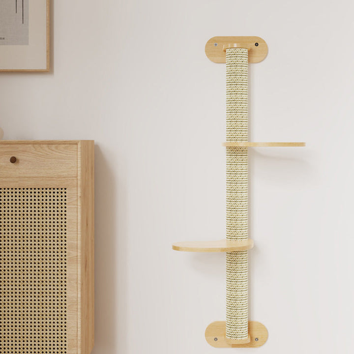 Scandinavian Round Solid Wood Cat Tree with 3 Tiers for Living Room-Orizon Depot