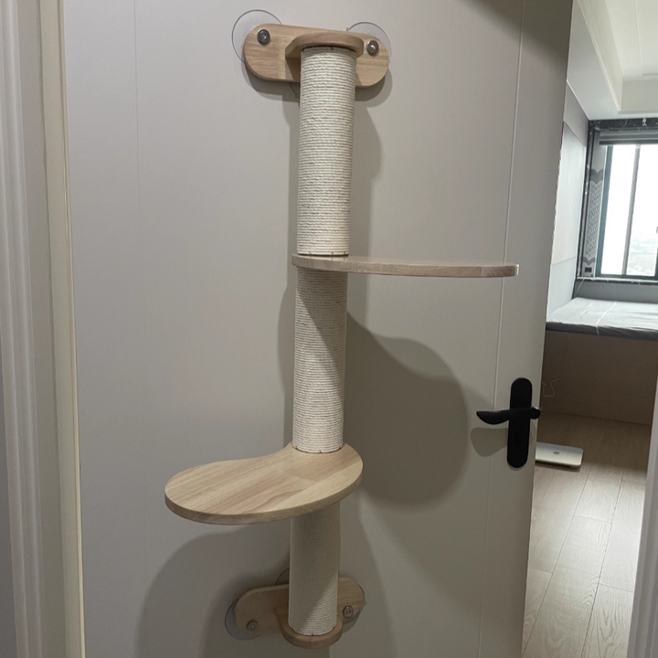 Scandinavian Round Solid Wood Cat Tree with 3 Tiers for Living Room-Orizon Depot