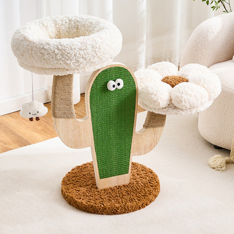 Modern Multi-Layer Cat Tree with Solid Wood and Velvet Fabric, 3-Tier-Orizon Depot