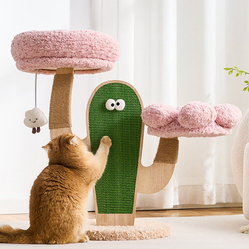 Modern Multi-Layer Cat Tree with Solid Wood and Velvet Fabric, 3-Tier-Orizon Depot
