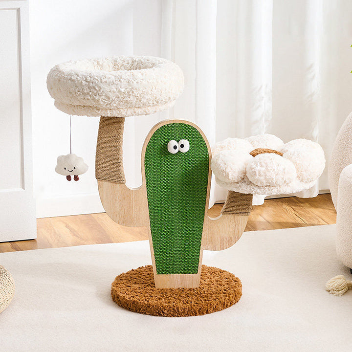 Modern Multi-Layer Cat Tree with Solid Wood and Velvet Fabric, 3-Tier-Orizon Depot