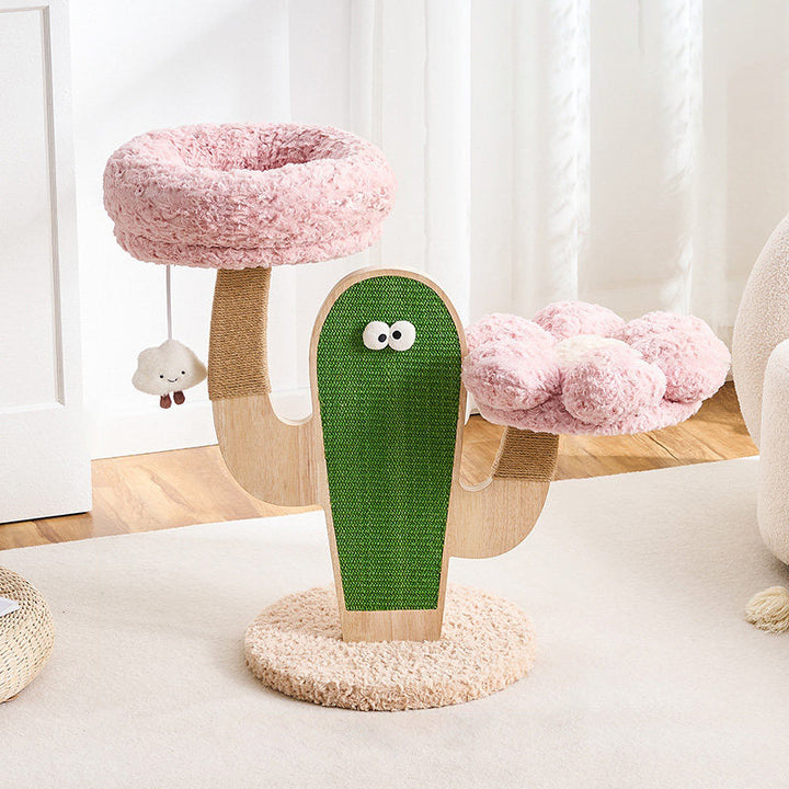 Modern Multi-Layer Cat Tree with Solid Wood and Velvet Fabric, 3-Tier-Orizon Depot