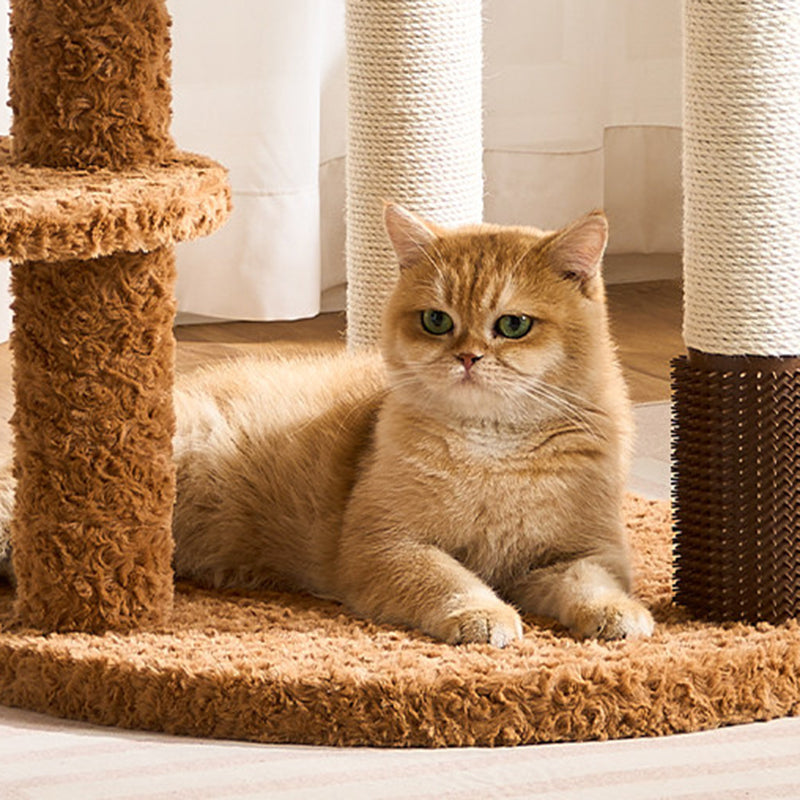 Scandinavian 5-Tier Cat Tree with Velvet Fabric and Hemp Rope-Orizon Depot