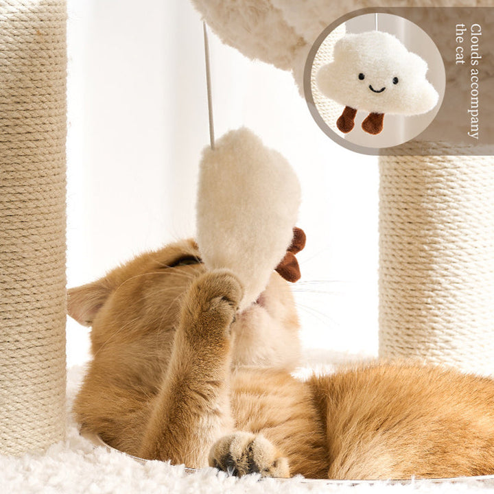 Scandinavian 5-Tier Cat Tree with Velvet Fabric and Hemp Rope-Orizon Depot